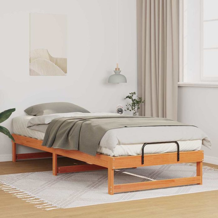 Estructura de cama marrón 100 x 220 cm madera de pino macizo vidaxl