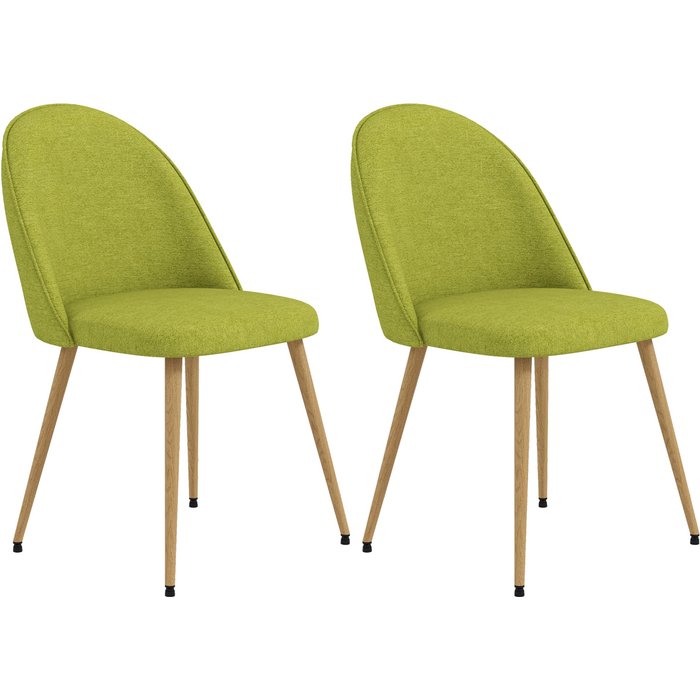 Conjunto 2 sillas tapizadas verde tejido lino patas acero 50x52x83cm 120kg