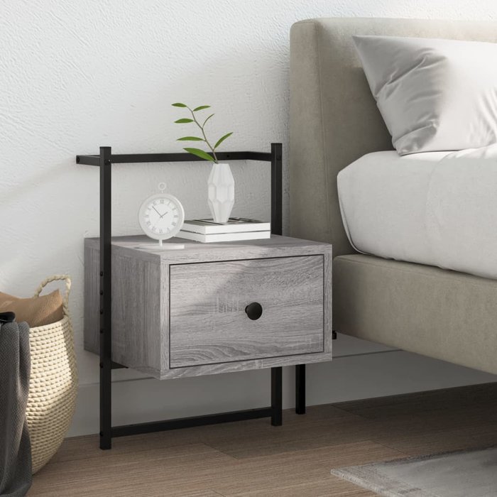 Maison exclusive - mesita de noche de pared gris sonoma 35x30x51 cm