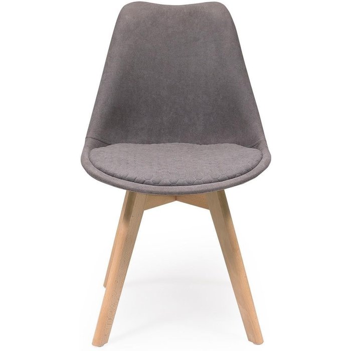 Silla de comedor new day tapizada en tela y patas de madera - gris claro