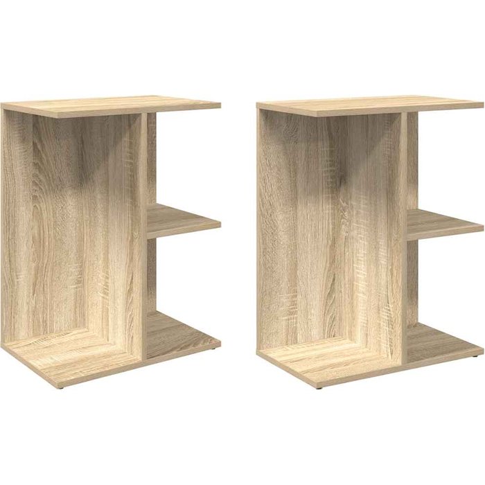 Mesita noche 2 uds madera ingeniería roble sonoma 46,5x29x61 cm - comfortxl