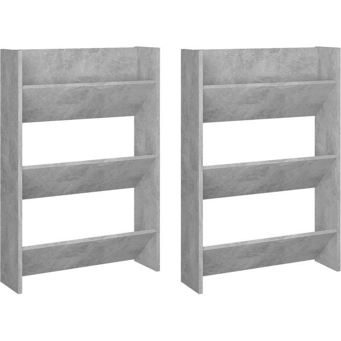 Zapateros de pared 2 uds contrachapada gris hormigón 60x18x90cm - comfortxl
