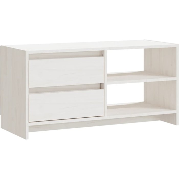 Mueble tv blanco 80x31x39 cm madera maciza de pino