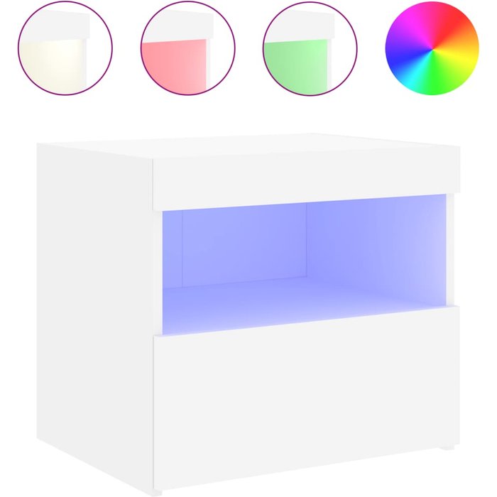 Mesita de noche,mesilla de noche con luces led blanco 50x40x45 cm cfw15579