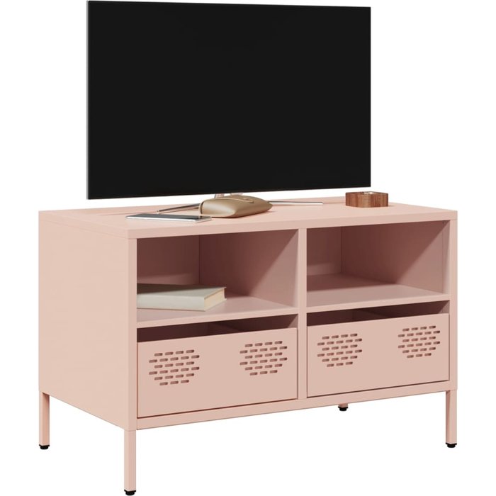 Mueble de tv rosa, 68x39x43,5 cm, acero laminado en frío