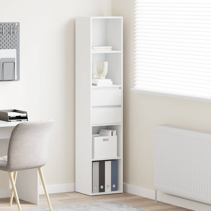 Librería blanca, 36x30x171 cm, madera de ingeniería. - pangivo