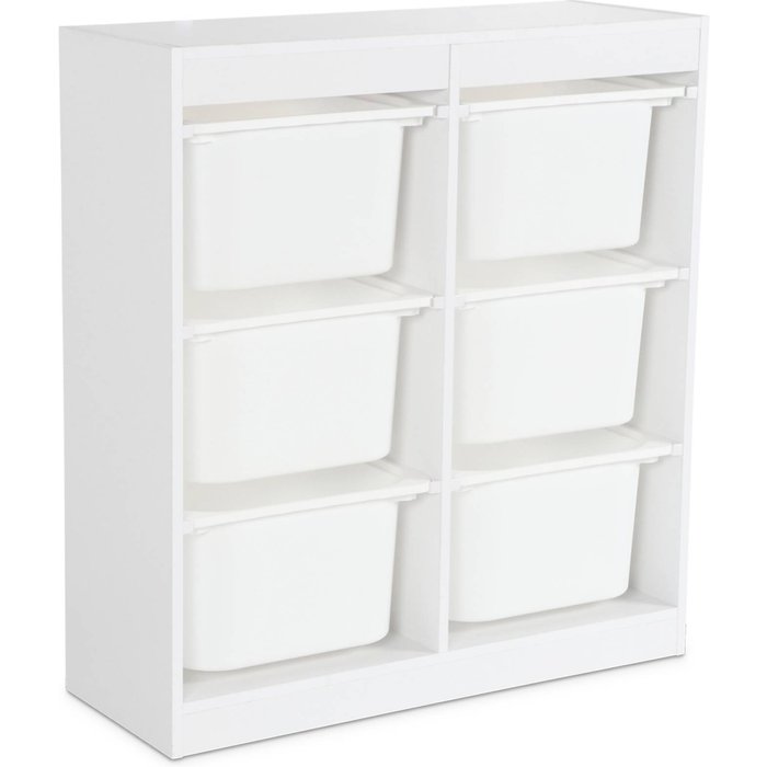 Mueble para niños con 6 cubos de almacenaje, sora, blanco, 81.5x30x89 cm