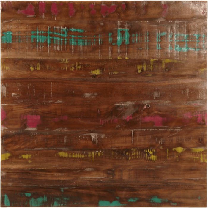 Tablero de mesa cuadrado de 70x70x1,5 cm, de madera maciza reciclada.