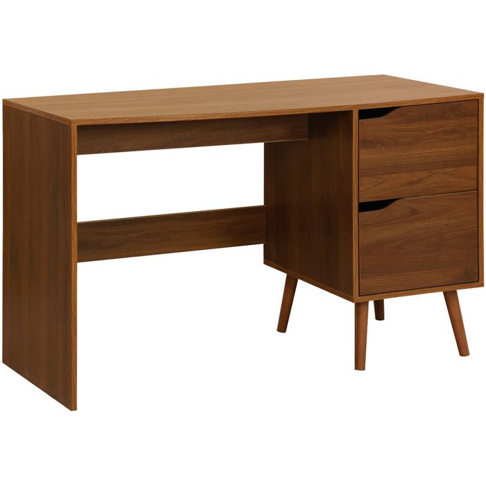 Escritorio efecto nogal de 2 cajones, nepal, efecto nogal, 120x48x75 cm