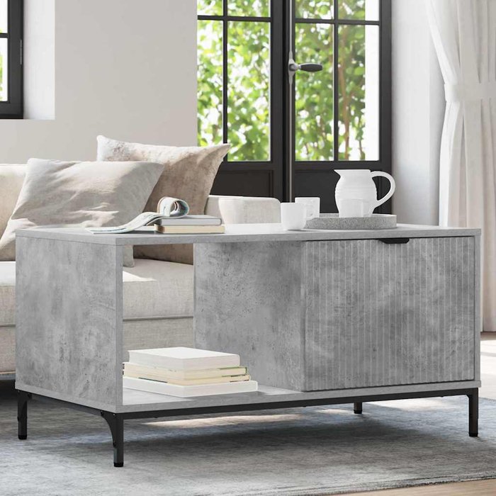 Mesa de café gris hormigón 90 x 49 x 46 cm madera contrachapada