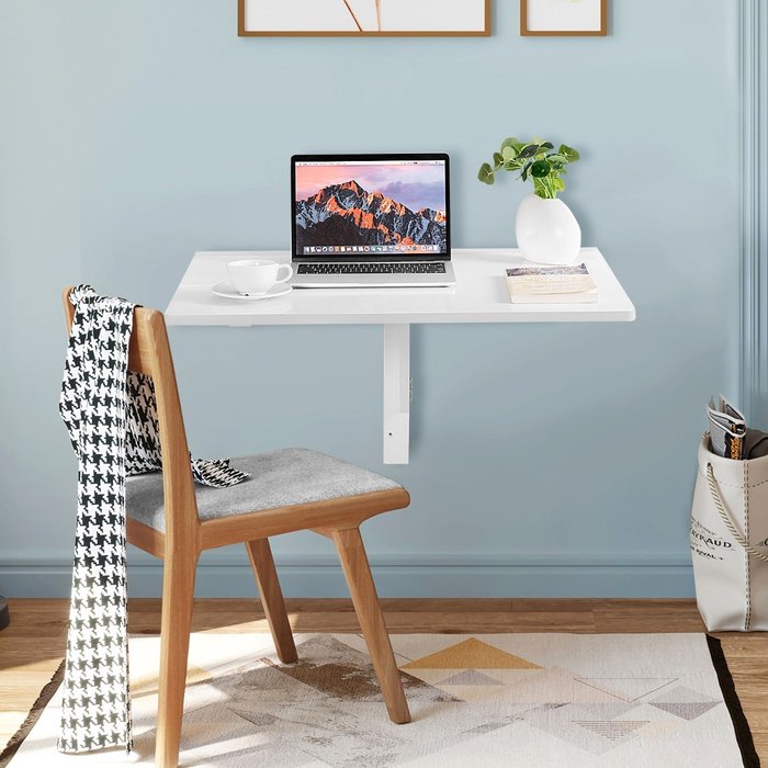 Mesa de pared plegable 80x60 cm escritorio portátil de madera