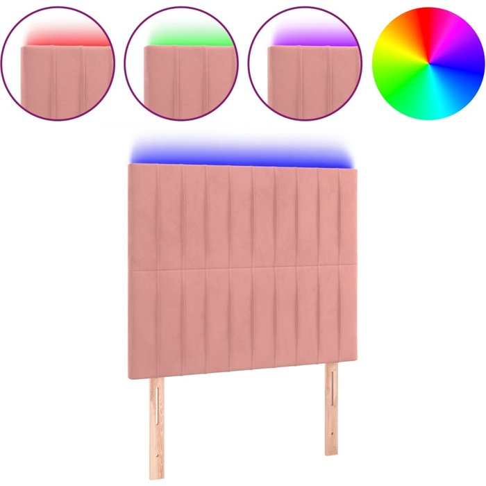 Cabecero con luces led terciopelo rosa 100x5x118/128 cm - comfortxl