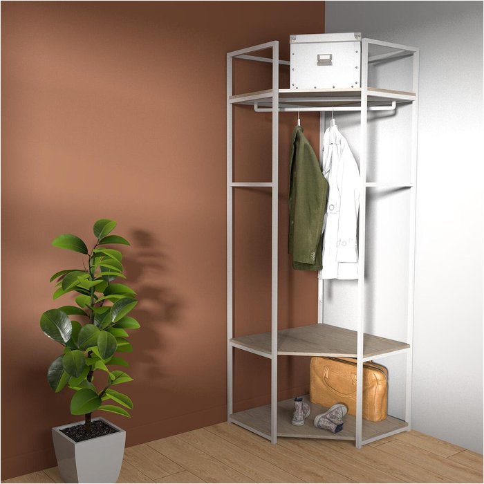 Perchero esquinero de madera y metal june 70x200cm