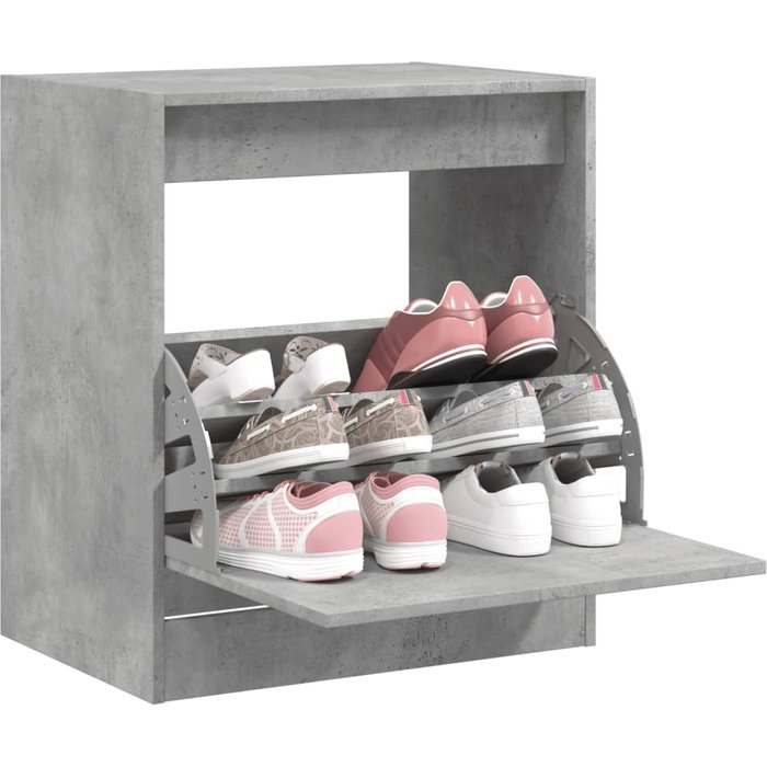 Zapatero gris hormigón 60x42x69 cm de madera contrachapada