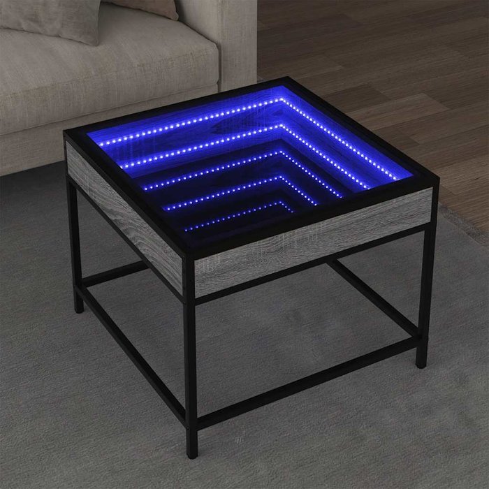Mesa de centro infinity sonoma gris con luces led, 50x50x41 cm