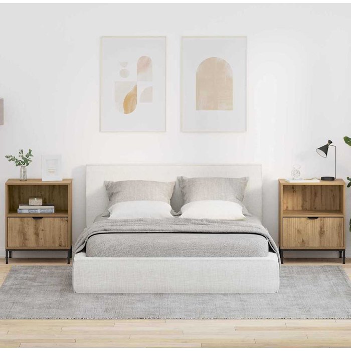 Vidaxl mesas de noche con cajón 2 pcs roble artisan 49 x 36 x 61 cm