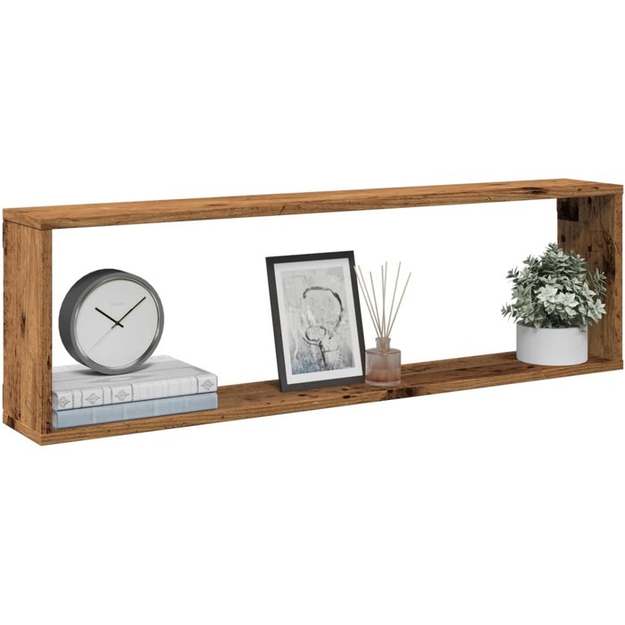 Maison exclusive - estantes cubo de pared 2 uds madera envejecida 100x15x30 cm