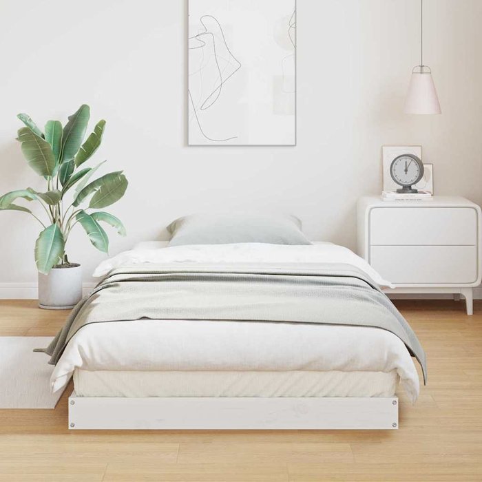 Estructura de cama 100 x 220 cm madera maciza de pino