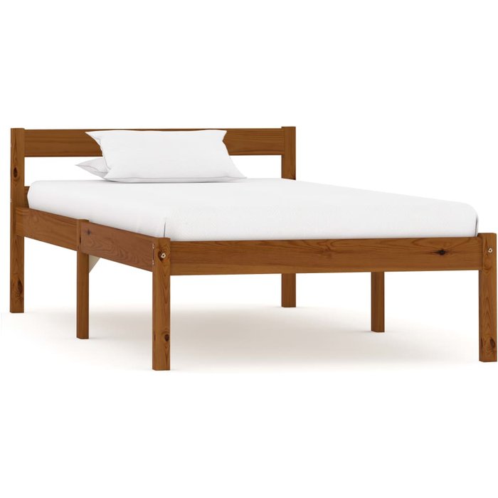 Estructura de cama sin colchón marrón miel madera maciza de pino 90x200 cm