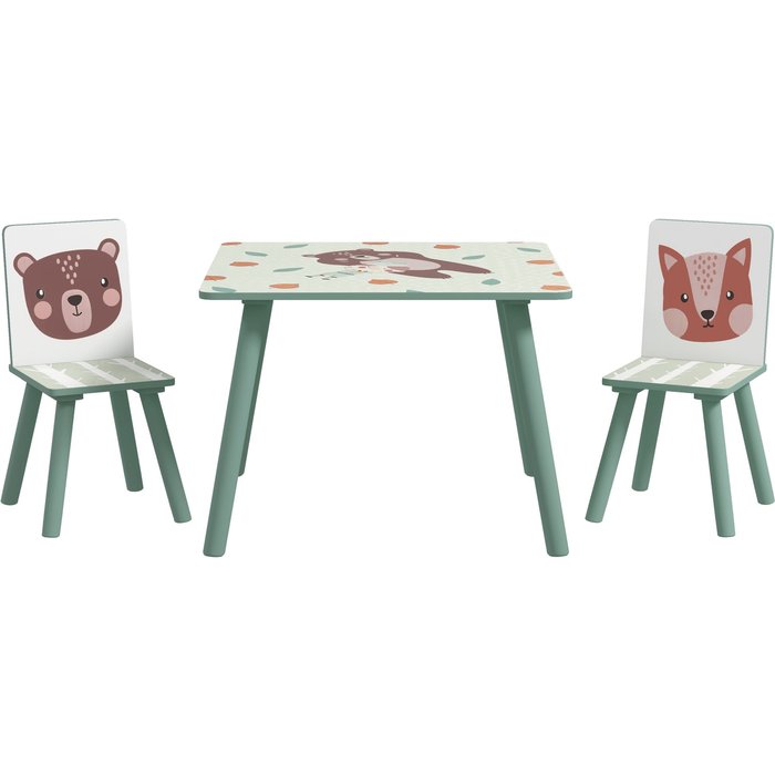 Mesa para niños zonekiz mdf, pino verde 60x60x44 cm