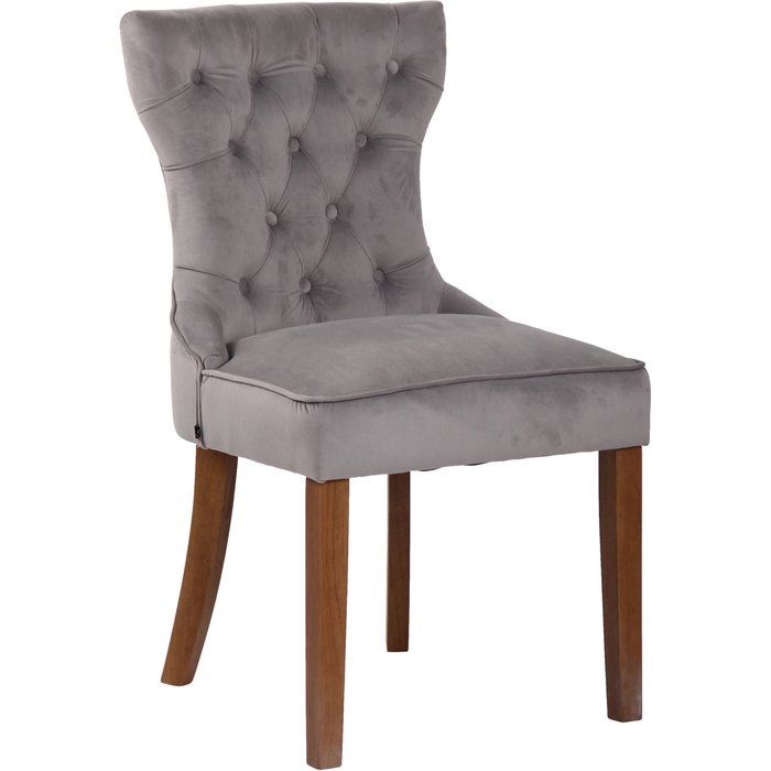 Silla franca terciopelo gris claro antiguo