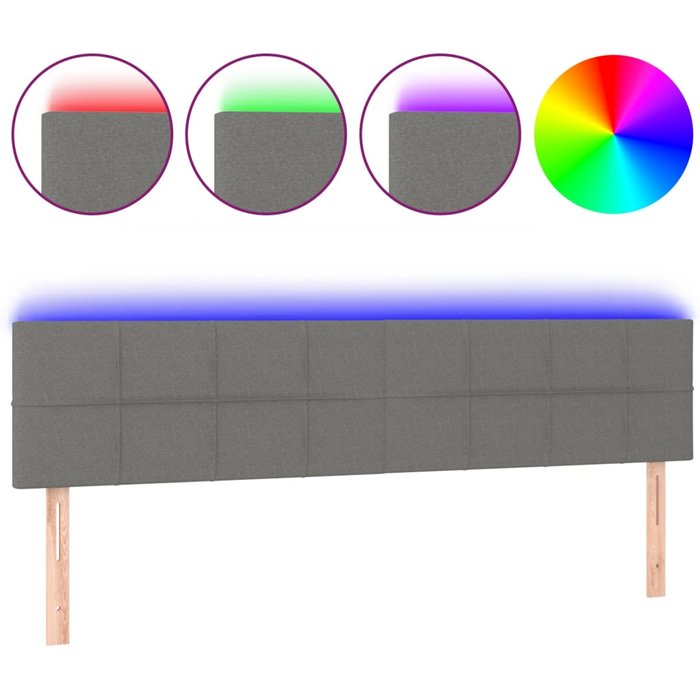 Cabecero cama - mueble cabecero con led de tela gris oscuro 180x5x78/88 cm