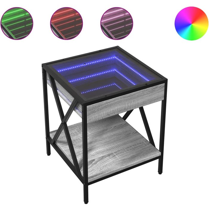 Mesa de centro con infinity led gris sonoma 40x40x49 cm cfw156372