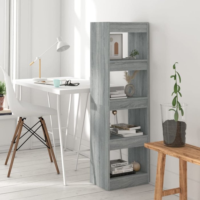 Librería/separador de ambientes sonoma gris 40x30x135 cm - pangivo