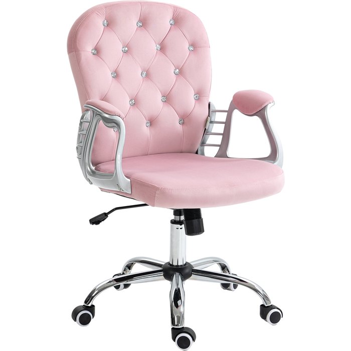 Silla de escritorio vinsetto terciopelo rosa 59.5x60.5x103 cm