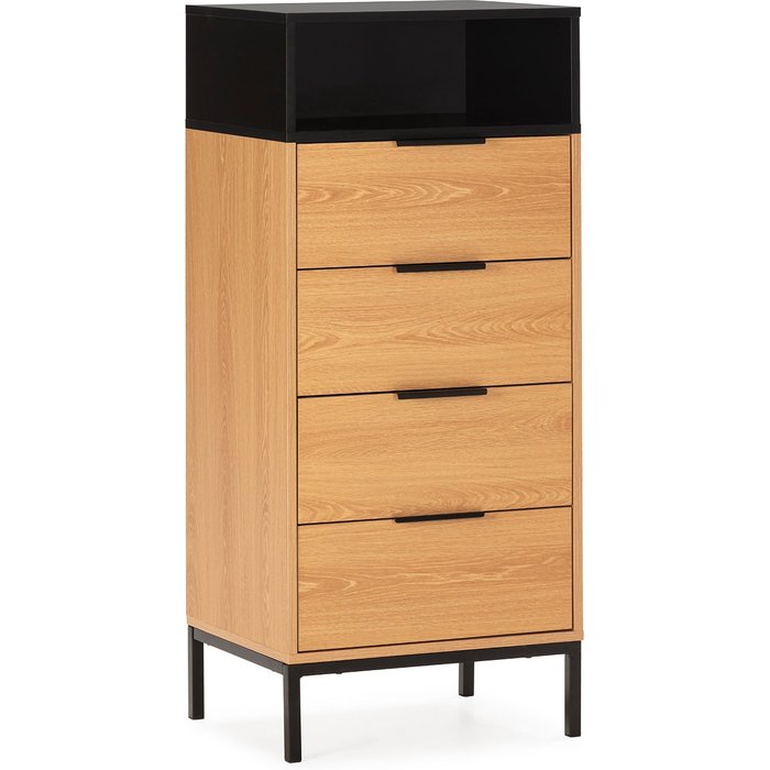 Cómoda alta nieve 4 cajones roble