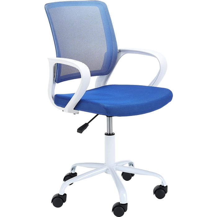Silla de escritorio infantill fd6 de tela blanco y azul