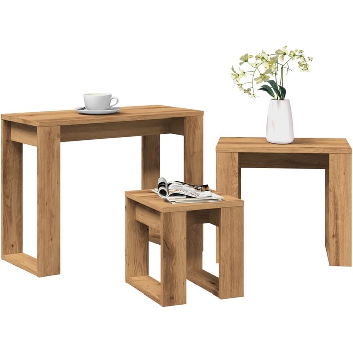 Maison exclusive - mesas apilables 3 uds madera de ingeniería roble artisan