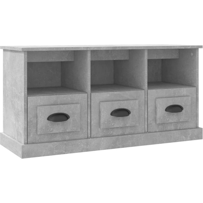 Mueble de tv de contrachapado gris hormigón 100x35x50 cm - comfortxl