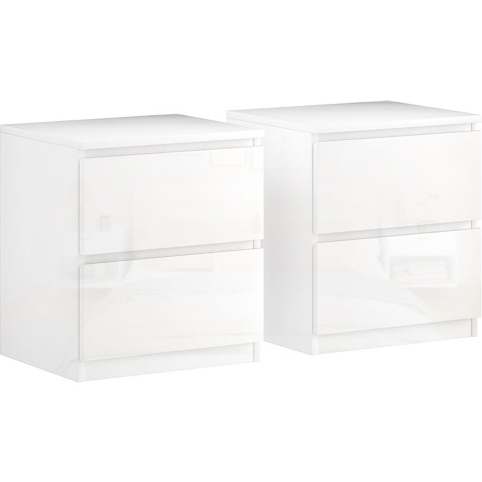 Mesitas de noche homcom melamina de madera blanco brillante 40x34x45 cm 831-p160