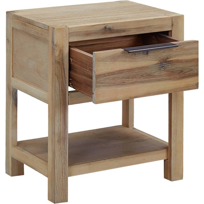 Mesita de noche con cajón madera acacia maciza 40x30x48 cm - comfortxl