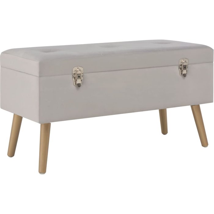 Banco con compartimento de terciopelo gris 80 cm