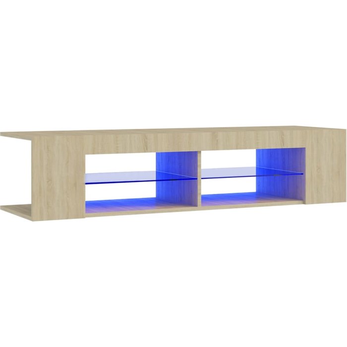 Mueble tv | mueble de salón con luces led roble sonoma 135x39x30 cm cfw63678