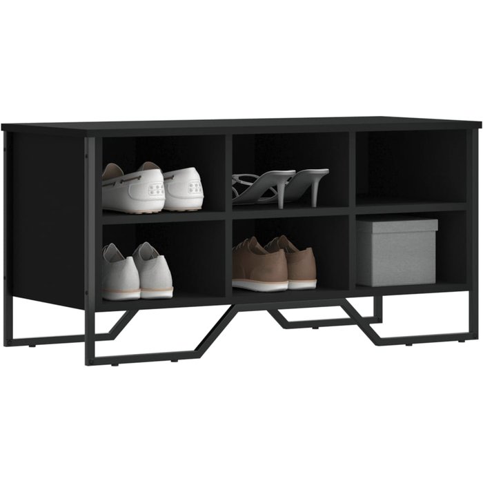 Zapatero negro 90x38x45,5 cm de madera contrachapada