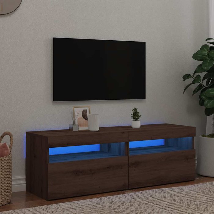 Muebles tv con luces led 2 uds madera ingeniería roble artisan