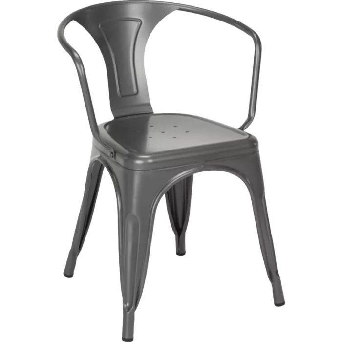 Silla industrial con reposabrazos de acero brillante kuista-color gris oscuro