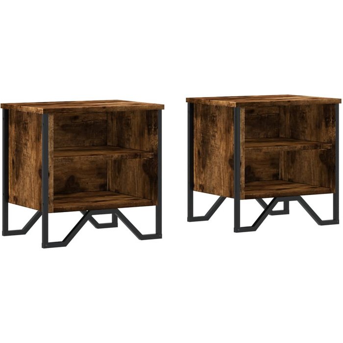 Mesitas noche 2 uds madera ingeniería roble ahumado 40x30x40 cm - comfortxl