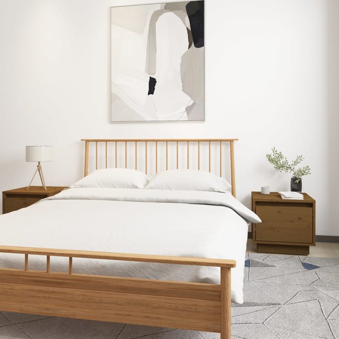 Mesitas de noche 2 uds madera de pino marrón miel 35x34x32 cm - comfortxl