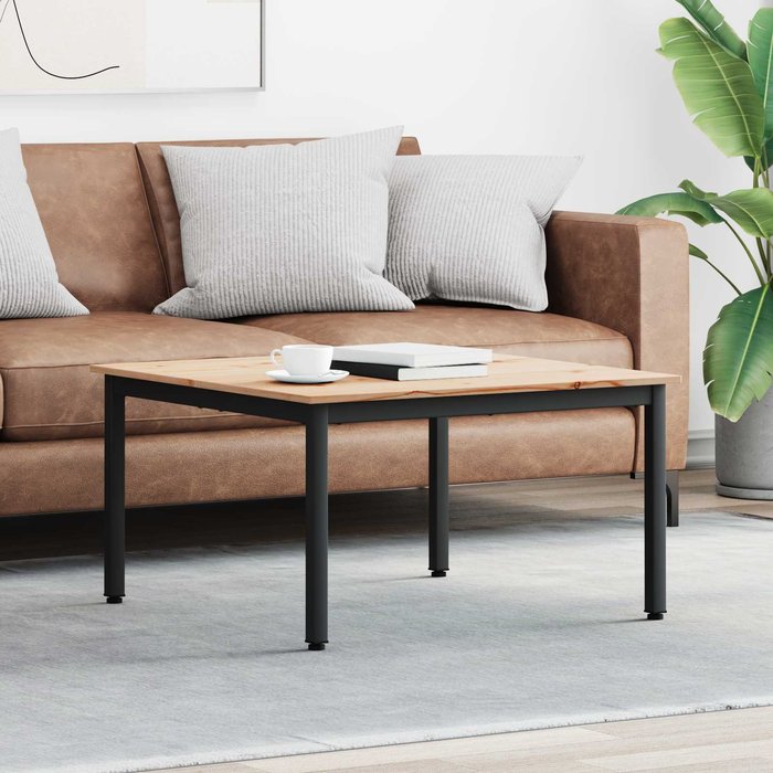 Mesa de centro natural, 80 x 80 x 45 cm, madera maciza de pino.