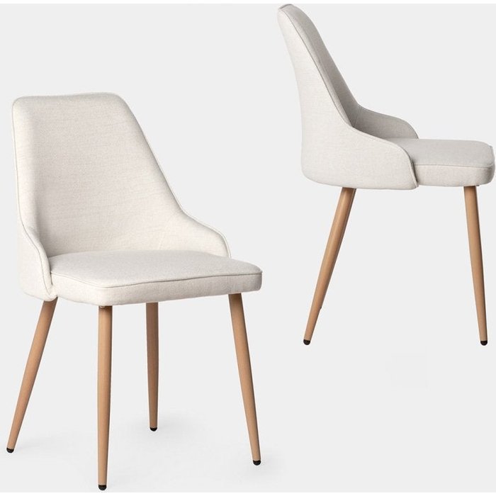 Packs 2 sillas tela beige 52 x 87 cm