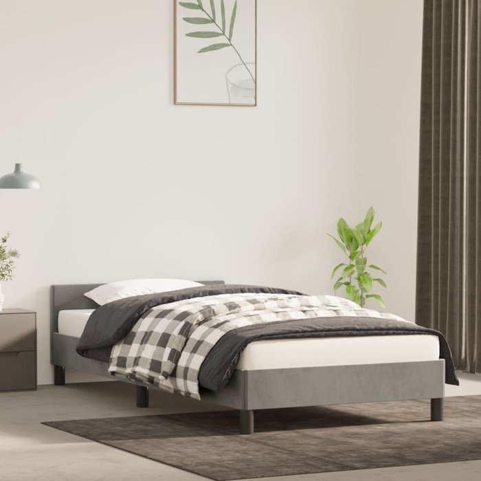 Estructura de cama con cabecero gris claro 90x190 cm terciopelo