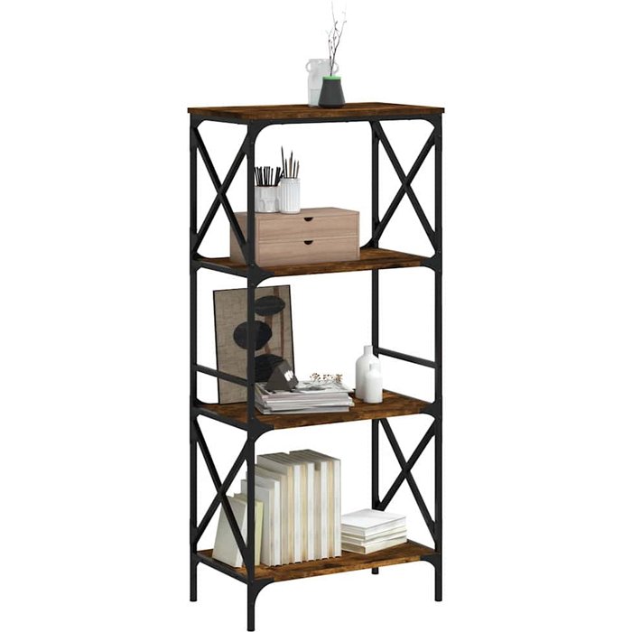 Librería 4 estantes madera ingeniería roble ahumado 59x35x132cm – comfortxl