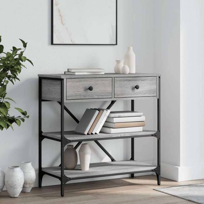 Mesa consola madera de ingeniería gris sonoma 75x34,5x75 cm
