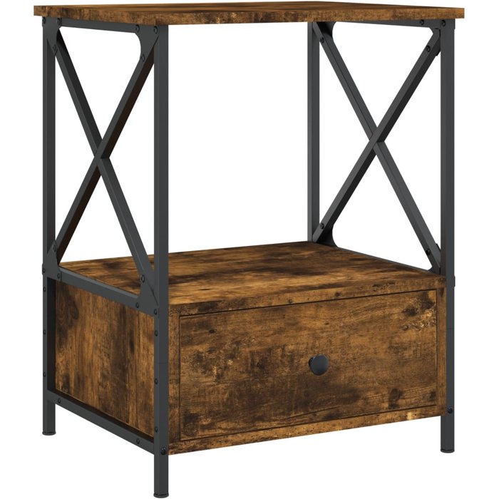Mesita de noche madera de ingeniería roble ahumado 50x41x65 cm - comfortxl