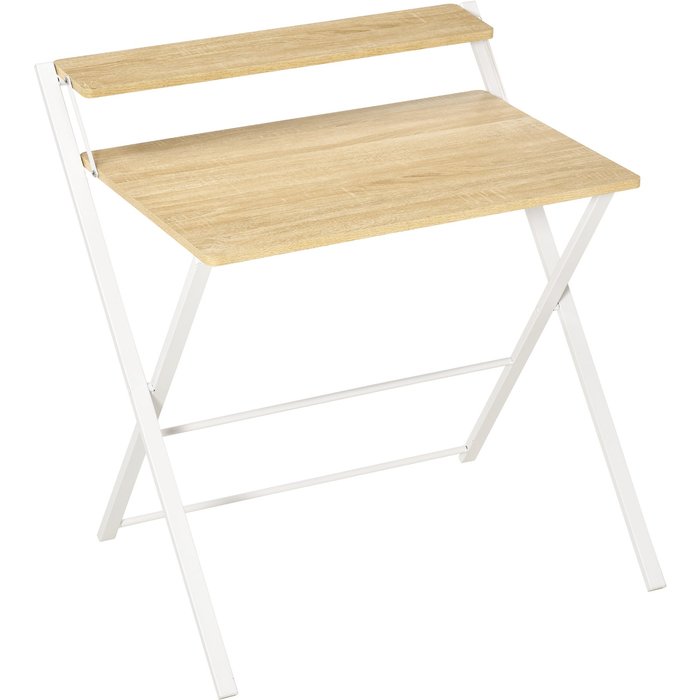 Mesa escritorio plegable blanco madera 81,5x70x84cm estante dormitorio oficina