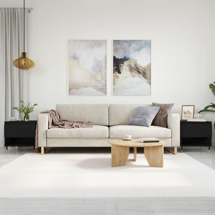 Mesas de centro 2 piezas madera contrachapada negra 50x46x50 cm